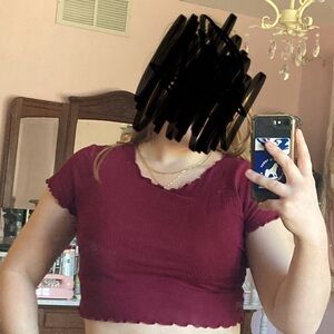 Women's Burgundy Crop Top (Forever 21 - size M)